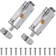 Cfgtvb - 2Pcs Sliding Door Latch Stainless Steel Latch with Barrel Thickening Bolt Slide Bolt Bathroom Toilet Bedroom Window 66mm (Comes with Screws)