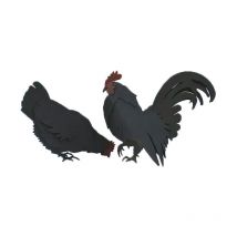 2pcs Stereo Garden Cock, Black Chicken plug - in au sol, jardin extérieur décoratif clôture Cour,22,5 12CM et 26 19CM, noir