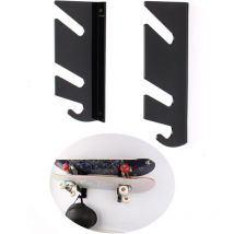 2pcs Support mural pour skateboard - Double étagère murale - Avec crochets de rangement - Pour longboard, snowboard, skateboard