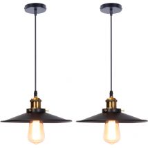 Norcks - 2PCS Suspension Luminaire Rétro Lustre En Fer En Métal Plafonnier D'Intérieur Vintage Pour Salle à Manger, Chambre à Coucher, Noir 26Cm