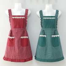 2pcs tabliers de coton de mode pour les femmes tablier rétro de cuisine vintage / 2 poches