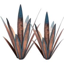 Xuigort - 2pcs Tequila Rustic Sculpture diy Metal Agave Plant Home Decor Rustic Hand Painted Metal Agave Garden Ornaments Outdoor Decor Figurines