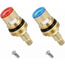 Jalleria - 2Pcs Tête a Disques Céramique, 1/2' Cartouches Céramique, Universelles de Rechange pour Robinet en Laiton 20 Crans x 53mm Rechange pour