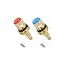 Ikodm - 2Pcs Tête a Disques Céramique, 1/2' Cartouches Céramique, Universelles De Rechange Pour Robinet En Laiton 20 Crans x 53Mm Rechange Pour