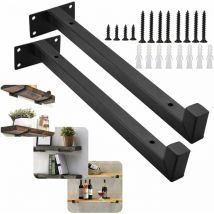 Alovez - 2PCS Triomphe Support d'étagère Mural Rétro30cm équerre pour étagere Murale Industrielle Equerre Mural Support Noire équerre Fixation