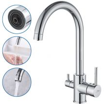 Auralum - Rubinetto Cucina 3 Funzione di Purificazione dell'acqua Girevole a 360 Miscelatore Monocomando Finitura cromo