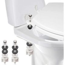 2PCS Universal Toilet Seat Hinge Bolts Kit, Heavy Duty Toilet Bolts, Waterproof Stainless and Rubber Washers Gaskets with Extra Long Nut White