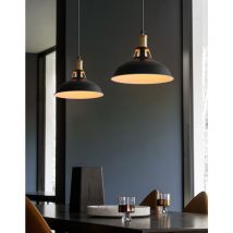 Axhup - 2pcs Vintage Pendant Light, Hanging Light with Dome Metal Lampshade, Retro Industrial Chandelier (Black & White, Ø27cm)