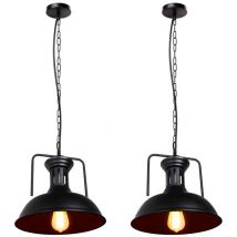 Norcks - 2PCS)Ø330MM Lampe à Suspension En Métal Noir Lampe à Suspension Nostalgique Vintage Plafonnier D'Intérieur Rétro