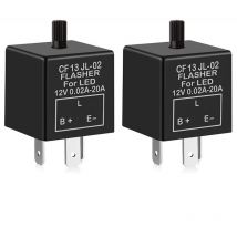 2pièces 12V 3Broches Relais Clignotant Réglable pour Les Clignotants de led CF-13KT, Voiture Moto Relais électronique de Clignotant 0.1W-150W