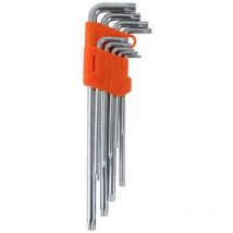 2BLISTER chiavi maschio torx con foro tipo lungo cromo vanadio serie 9 pezzi