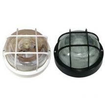 2PZ plafoniera tonda con gabbia - max 40W IP44 - 185X105H. colore bianco
