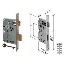 2PZ serratura a bussola ridotta da infilare bordo quadro bronzato - MM.45 bordo acciaio bronzato (B.00572.45.02)