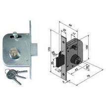 2PZ serratura da infilare per cancelli catenaccio e scrocco con nottolino 065 - MM.45 con catenaccio da MM.70 (06545400)