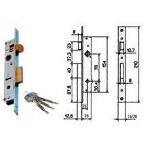 2PZ serratura da infilare per montanti con catenaccio e scrocco 901K - MM.16 (9011116)