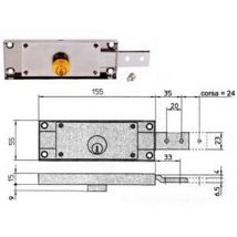 2PZ serratura per serranda laterale cilindro fisso tondo - sx MM.155X15X55H. (8233.9)