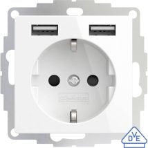 2usb - 2u-449276 Prise De Courant Encastrable Norme Vde, Avec Usb, Sécurité Enfants Ip20 Blanc Pur, Effet Brillant X055941