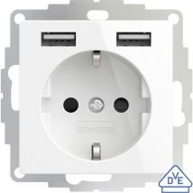 2U-449276 Prise de courant encastrable norme vde, avec usb, sécurité enfants IP20 blanc pur, effet brillant X055941 - 2usb