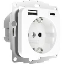 2usb - 2u-449368 Presa Contatto Di Terra Protezione Per I Bambini, Con Uscita Di Ricarica Usb Ip20 Bianco Puro Lucido