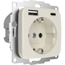 2U-449382 presa contatto di terra Protezione per i bambini, con uscita di ricarica usb IP20 Bianco crema (lucido) - 2usb