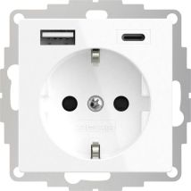 2usb 2u-449511 1 Parte Presa Contatto Di Terra Con Uscita Di Ricarica Usb, Protezione Per I Bambini, Vde Ip20 Bianco Pu