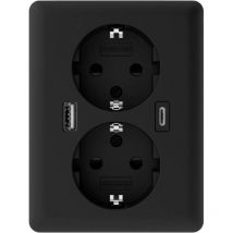 2U-449719 Presa da incasso con usb-c , con uscita di ricarica usb Nero (opaco) - 2usb