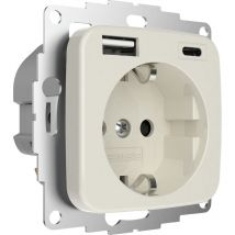 2usb - 2U-449382 Schutzkontakt-Steckdose erhöhter Berührungsschutz, mit USB-Ladeausgang IP20 Cremewe