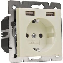Schutzkontakt-Steckdose cremewei - 2usb