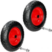 Ecd Germany - 2 x Roue de Brouette Pneumatique à Air 4.80/4.00-8 - ø 390 mm - Deux Couches de Tissu 2PR - Capacité Charge 200 kg - Axe et Jante en