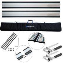Buyaparcel - 2x 1.5m Guide Rail for Festool Makita Metabo Plunge Saw + Bag + Connector+ Clamp