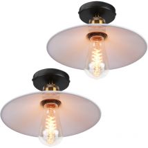 Norcks - 2X 22CM Lámpara De Techo Antigua Industrial Tapa De Metal Lámparas De Colgar E27 60W Para Sala De Estar Comedor Bar Restaurante (Blanco)