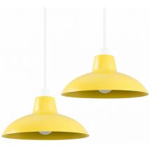 2 x Civic Metro Ceiling Light Shades with led Bulbs - Mustard