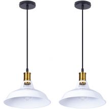 2X 270MM Lámpara De Techo Retro Lámparas De Colgar Vintage (Blanco)Lámpara De Hierro Industrial E27 Para Sala De Estar Cocina Restaurante Bar