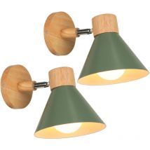 Norcks - 2X) Apliques Retro Interior Lámpara De Pared Metal E27 Lámpara De Pared Vintage Para Salón Dormitorio Baño (Verde Oscuro)