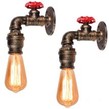 2X Applique D'Intérieur Vintage Applique Murale Créative Lampe Murale Rétro En Métal Pour Loft, Couloir, Chambre à Coucher