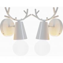 2X Applique Murale Moderne Lampe Murale Au Design Simple Lampe Murale Métal Pour Salon, Chambre à Coucher, Chambre D'Enfant (Blanc)