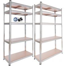 Tagère Charge Lourde Lot de 2 Étagère de Stockage en sous-Sol 875kg 180x90x40cm 5 étagères - Arebos