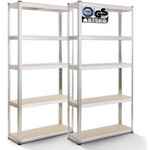 Tagère Charge Lourde Lot de 2 Étagère de Stockage en sous-Sol 875kg 180x90x40cm 5 étagères - Arebos