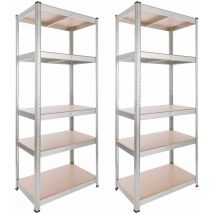 Arebos - 2x Heavy Duty Shelving 875kg Basement Shelving Storage Shelving Boltless Shelving 180x75x45cm Shelving 2s - Galvanised
