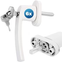 Deuba Maniglia per finestre bloccabile con serratura a chiave per bambini in acciaio Lunghezza perno 35mm Maniglia per finestre di sicurezza 6x bianco