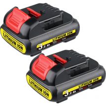 2X Batterie 10.8V-12V 3Ah pour Dewat DCB120 DCB124 DCB124-XJ DCB121 DCB123 DCB125 DCB127 DCB20-XE