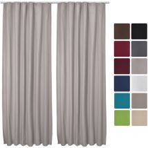Beautissu - 2x tenda arricciata con riloga per binari - funzione termoisolante - misure: 140x245 cm (LaxLu) Grigio