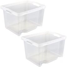Keeeper - 2x Boîte de rangement avec poignées intégrées, taille: m, 35 x 27 x 21 cm, 13,5 l, transparent