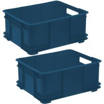 2x Boîte de rangement EUROBOX L, ECO Plastique (PP), 43 x 35 x 17,5 cm, 20 L, bleu