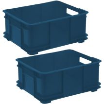 2x Caja de almacenaje Eurobox L, Plástico ECO (PP), 43 x 35 x 17,5 cm, 20 l, Azul