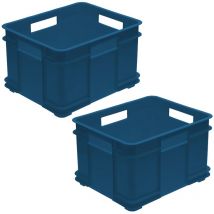 2x Caja de almacenaje Eurobox xl, Plástico eco (pp), 43 x 35 x 24 cm, 28 l, Azul