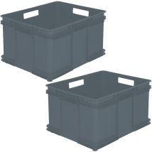 2x Caja de almacenaje Eurobox xxl, Plástico eco (pp), 52 x 43 x 28 cm, 54 l, Gris