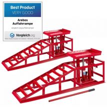 Canbolat Vertriebs Gmbh - arebos 2x Car Ramp Hydraulic Lifting Jack Device Ramp Adjustable 2T Garage Bottle Jack - red