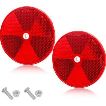 2X Catadioptre Remorque Rouge,Reflecteur Remorque Ø80mm Catadioptre avec Vis,Réflecteurs de Sécurité Réflecteur Rond