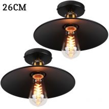 Axhup - 2x Ceiling Lighting Fitting Vintage, Ø26cm Metal Ceiling Lamp, Industrial Chandelier with Lampshade for Living Room Hallway (Black)